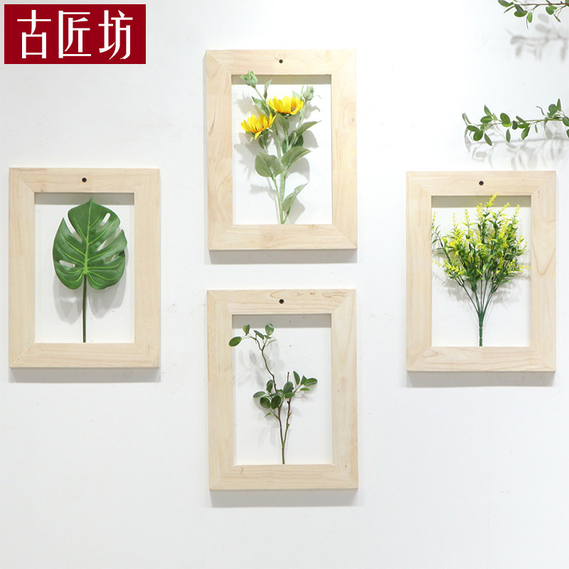 Han Edition Flower Shop Vase Upper Wall Hung Decoration Flower Furnishing Ornament Flower Shelf Mural Solid Wood Frame Flower Arrangement Women's Clothing Store