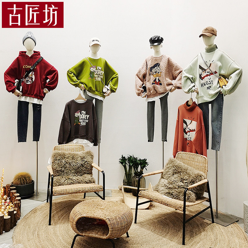 Women's clothing store bust model props female model shelf display rack clothing store table dummy model human window