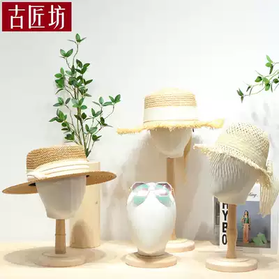 Clothing store display rack Model props hat rack earring rack Booth model female linen model head dummy head scarf