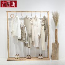 Clothing store special clothing rack womens clothing store shelf display rack solid wood clothing rack floor hanging clothing pole display rack