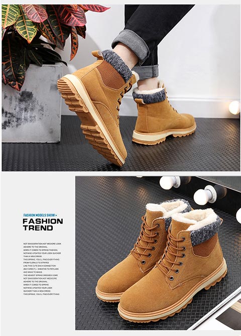 Giày cotton mùa đông nam cộng với nhung giày tuyết nam Giày nam giày đế mềm chống thấm nước dày ấm Martin ủng cotton ngắn giày boot nam da lộn