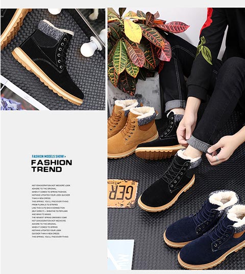 Giày cotton mùa đông nam cộng với nhung giày tuyết nam Giày nam giày đế mềm chống thấm nước dày ấm Martin ủng cotton ngắn giày boot nam da lộn