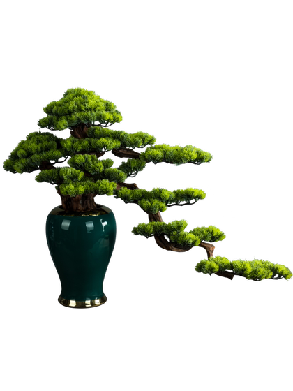 Chinese-Style Floor-Standing Artificial Welcoming Pine Tree, Fake Tree for Entrance, Hotel Lobby, Green Plant, Tv Cabinet Decoration Plant, Large Ornament