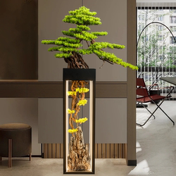 Simulated Welcoming Pine Tree Floor-Standing Ornament, Large Green Plant Bonsai, Hotel Villa Living Room Decoration, Housewarming Gift