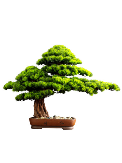 New Chinese-Style Artificial Welcoming Pine Bonsai Ornaments for Entrance, Living Room, Office, Hotel, Green Plant Landscape Decoration