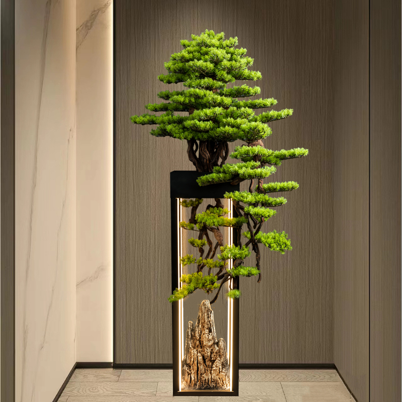 Artificial Welcoming Pine Tree, Fake Green Plant, Floor-Standing Ornament, Hotel Clubhouse Entrance Decoration, Pine Tree, Living Room, Arborvitae Soft Decoration