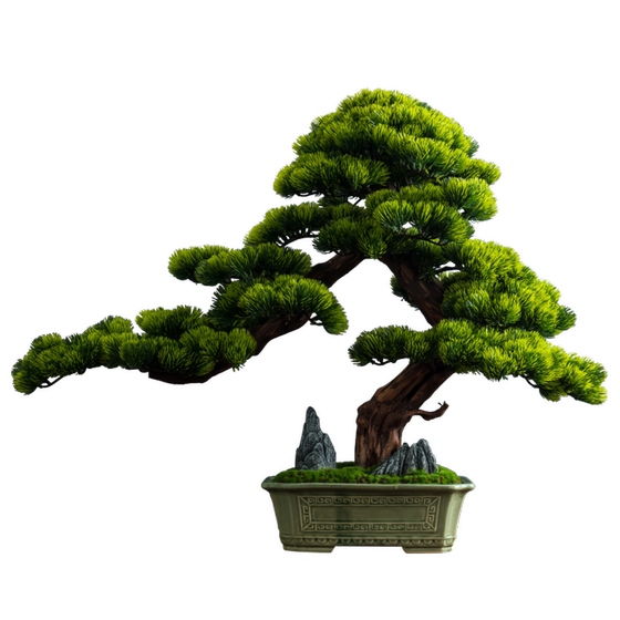Chinoiserie Simulated Welcoming Pine Green Plant Landscaping Ornaments Living Room Bonsai Office Indoor Potted Plants Entrance Table Decoration