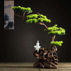 New Chinese-Style Artificial Welcoming Pine Tree, Flexible Green Plant Decoration for Home, Indoor Tea Space, Hotel, Club, Soft Decoration