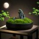 Everlasting Real Moss Plant, New Chinese-Style Bonsai Moss Micro-Landscape, Desktop Tea Room Model Room Decoration, Floral Art Potted Plant