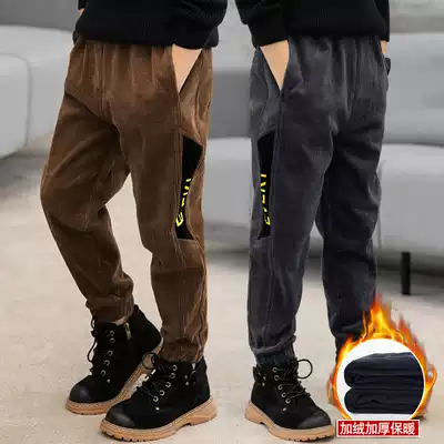 Korean children's cotton assault pants autumn and winter boys striched casual pants trousers big boy casual pants tide