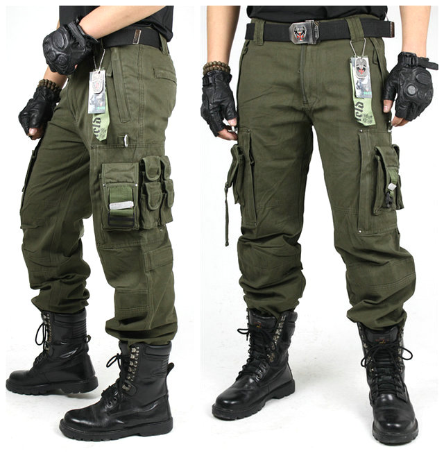 Outdoor overalls men's loose spring and autumn new cotton scratch-resistant and wear-resistant multi-pocket tactical multi-bag pants straight trousers
