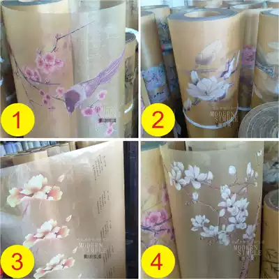 High light transmission parchment paper transparent film lampshade material PVC transparent bottom yellow gauze bird cage lamp flower and bird picture Chinese style