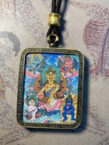 Tibetan small thangka Nepal hand-painted five-way God of Wealth five-way God of Wealth five-color God of Wealth pendant car hanging bag hanging