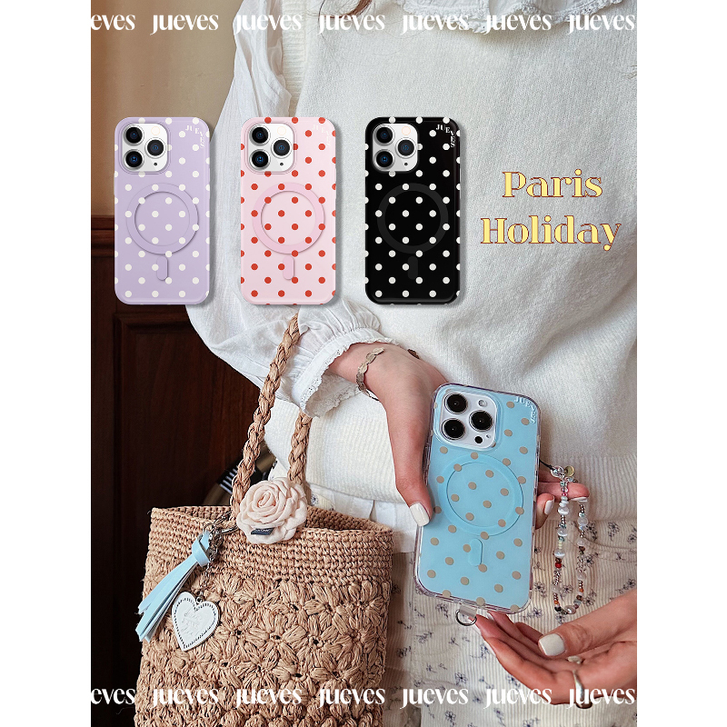 [Same Style as Ma Sichen] Jueves Thursday "Paris Holiday" Polka Dot Color Palette Apple 17Promax Magnetic Case Phone Case Original Soft Case 16Promax Huawei Mate60Pro