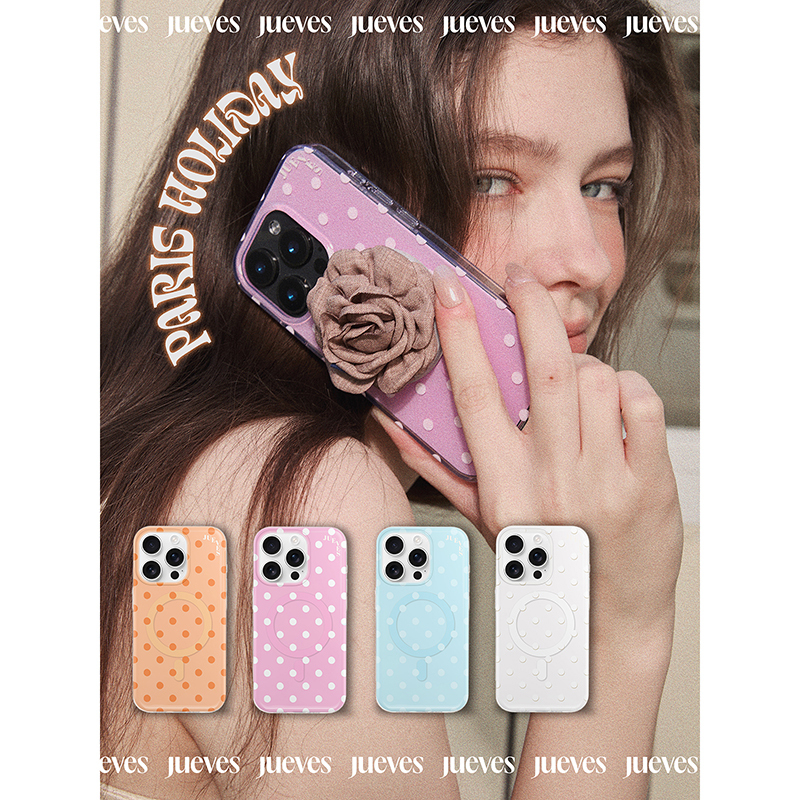 [Same Style as Zhou Yutong] Jueves Thursday "Paris Holiday" Polka Dot Color Palette Magnetic Case 16Pro Phone Case Apple 16Pm Full Coverage 17Promax Suitable for Huawei Mate70