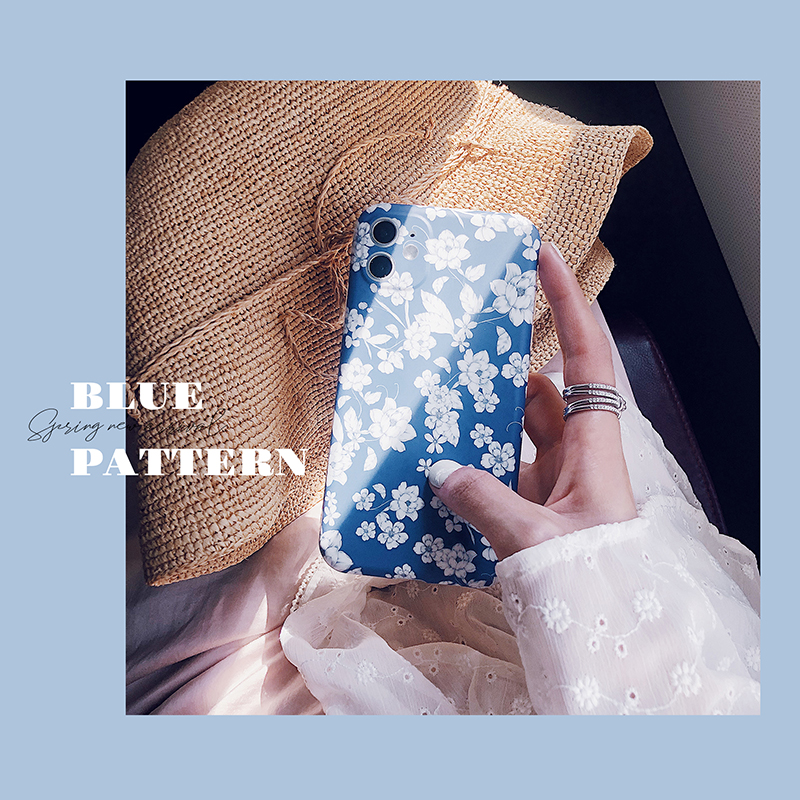 Jueves blue floral 13promax mobile phone shell iphone14pro apple 12 soft shell matte 14plus