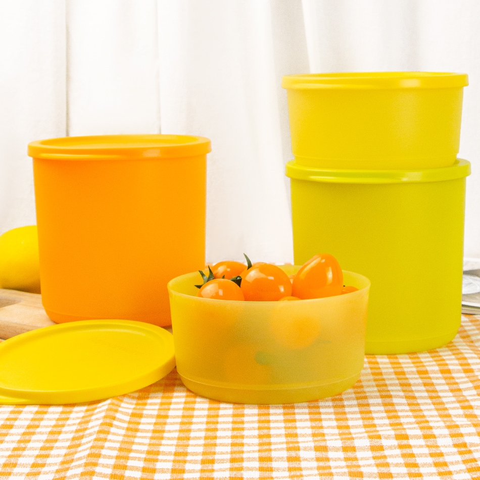 Tupperware refrigerated fresh-keeping box round 4-piece storage box refrigerator sealed snack box dry goods round storage tank