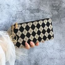 New Wallet Woman Long slim Slim Retro Plaid Zipper Zero Money Bag Fashion Card Wallet Phone Bag Delicate Hand Bag
