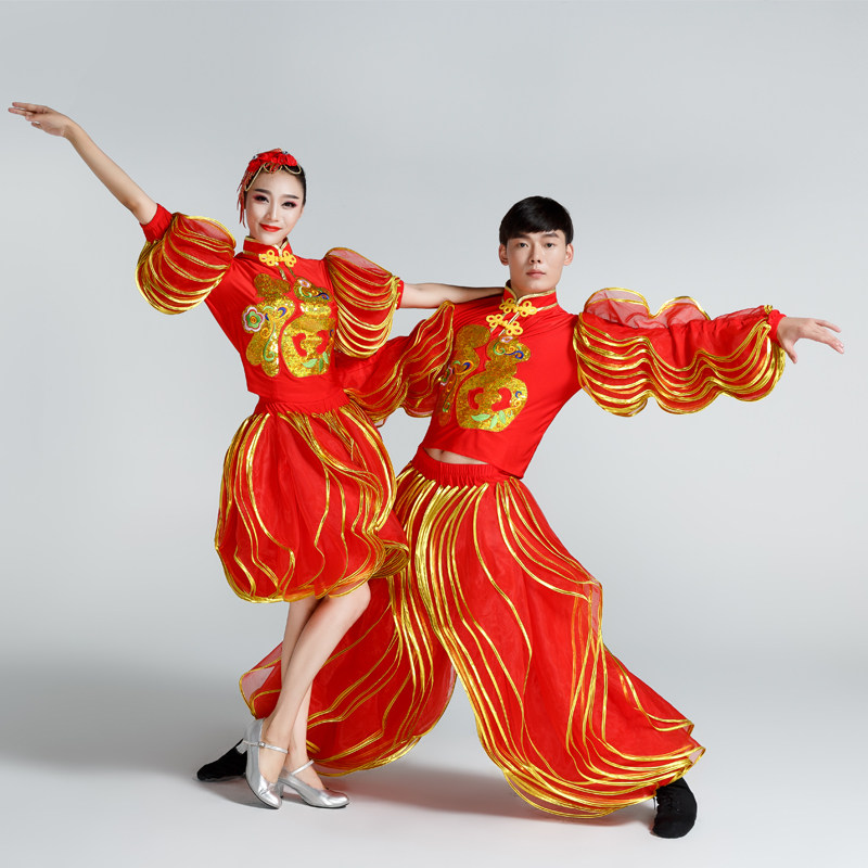 Men's and women's festive opening dance costumes open the door red lanterns decorate dance Yangko costumes 2019 new adult