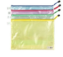 Three Wood 4527 document bag transparent grid bag office supplies plastic zipper bag student ticket bag waterproof test paper