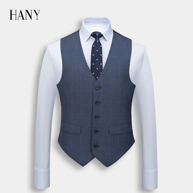 HANY Hanni 2019 Kẻ sọc xanh len đơn thuần phù hợp với áo vest kinh doanh thời trang Anh áo vest nam - Dệt kim Vest