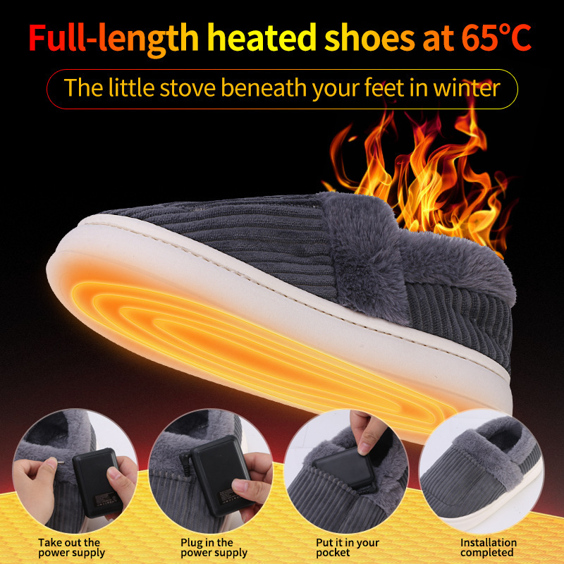 Rechargeable Electric Heating Shoes for Walking, Unisex Foot Warmer, Plug-In Heated Foot Warmers, Winter USB Warm Slippers