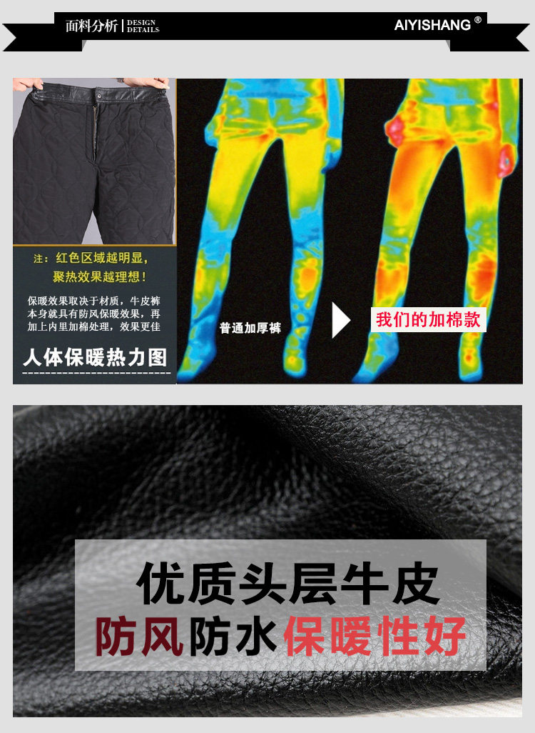 Pantalon cuir homme droit pour hiver - Ref 1488122 Image 8