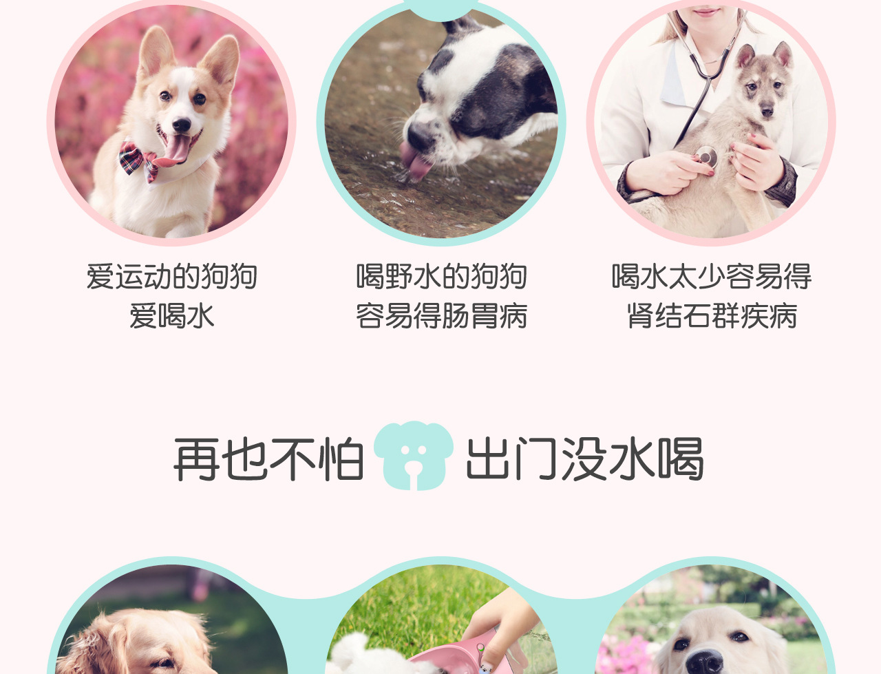 Cốc chăm sóc thú cưng kèm theo cốc ngoài trời ấm nước uống đài phun nước Teddy mèo uống vòi nước cầm tay chai nước cung cấp bát - Cat / Dog hàng ngày Neccessities Máng thức ăn cho chó