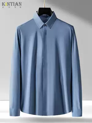 Early autumn men's shirt long sleeve non-ironing anti-wrinkle sag vertical stripe slim business casual high-end stretch shirt men