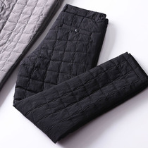 Winter cow products thickened diamond-shaped check down cotton pants mens warm ultra-thin middle-aged and elderly thick silk cotton pants men