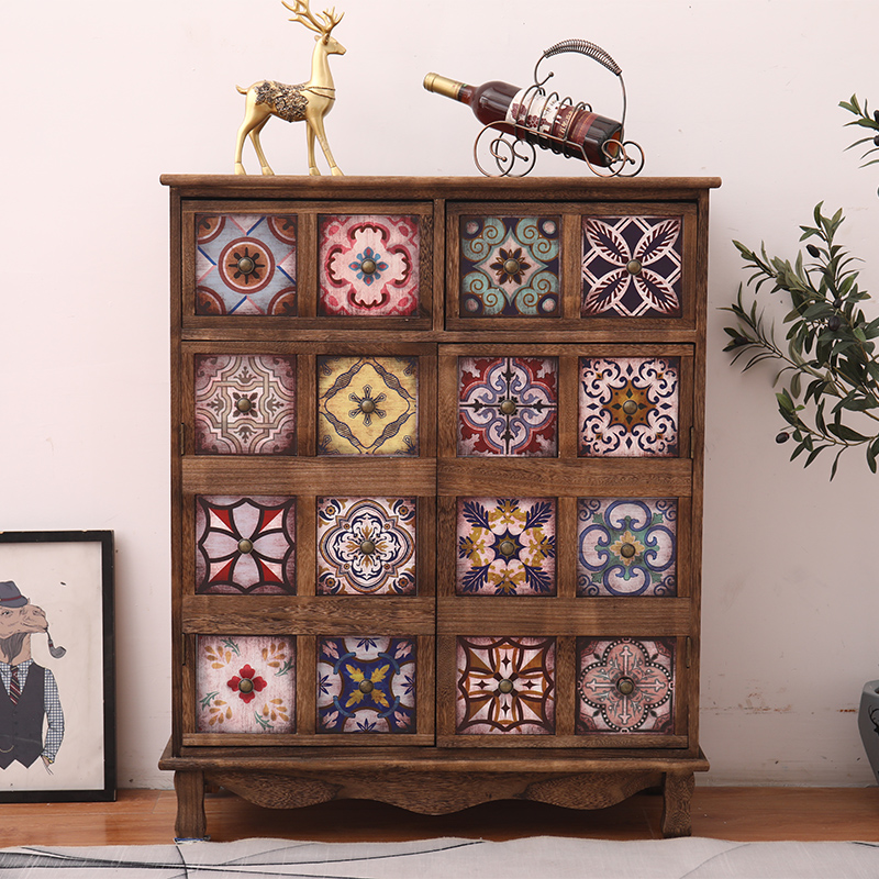 Simple doorway into the shoe cabinet entrance cabinet shoe cabinet integrated American solid wood living room cabinet locker vertical chest of drawers