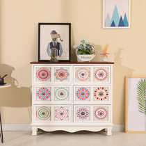 ins bedside table American color bucket cabinet storage cabinet Economical TV cabinet New Chinese style wooden living room cabinet white