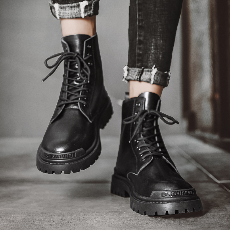 Black Martin Boots Gauge Boots in the British trend to help the real leather shoes plus heating cotton shoes and snow