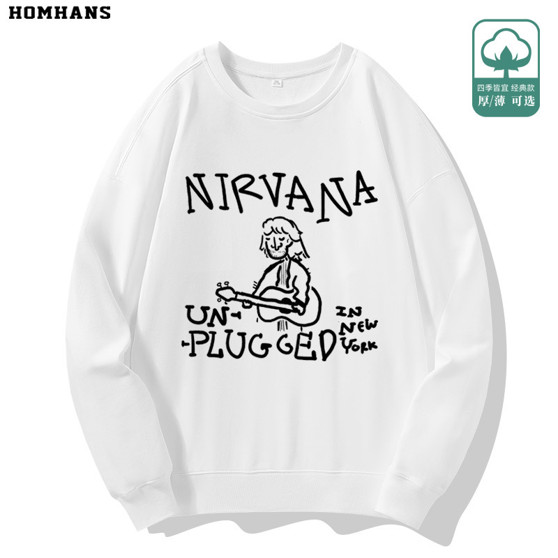 Nirvana Rock Band Merchandise Personalized Crewneck Sweatshirt Cotton Long Sleeve Thick High-Quality Unisex Loose Fit