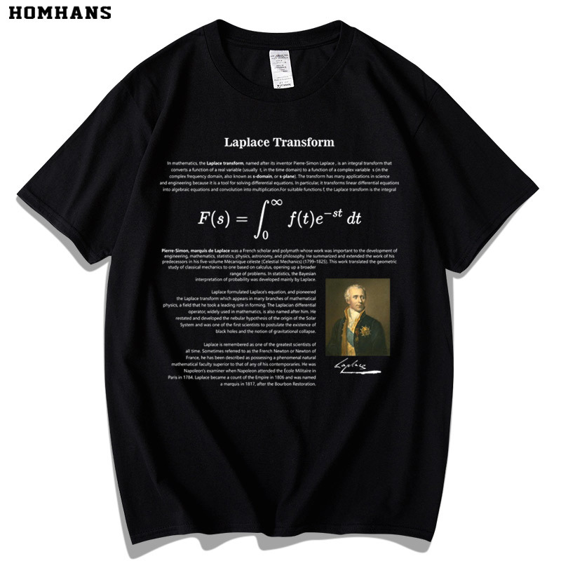 Laplace Transform Formula Laplace Engineering Mathematics Physics Science Short-Sleeved T-Shirt Student Summer Pure Cotton Men's
