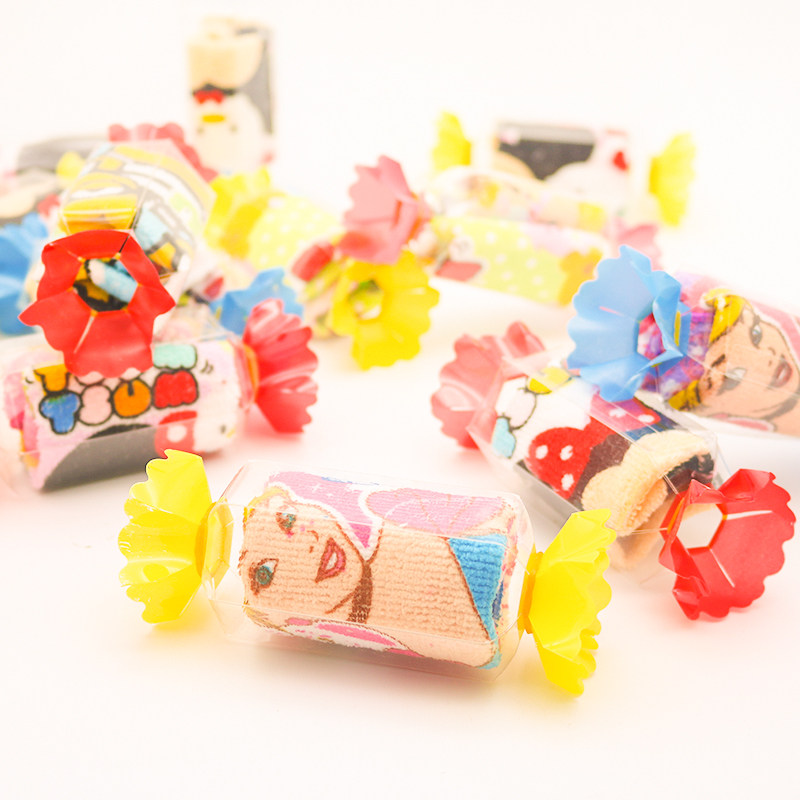 Candy towel cartoon children's birthday companion gift square towel wedding return gift June 1 creative publicity gift wedding