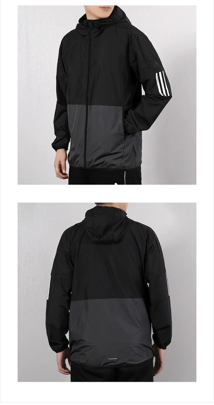 Áo sơ mi nam Adidas 2019 mùa xuân mới dệt mũ trùm đầu thể thao áo khoác giản dị áo gió DV1047 - Áo gió thể thao