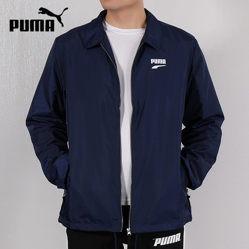 Áo khoác thể thao nam PUMA Hummer 2020 Mùa xuân mới Áo khoác thể thao Windproof Casual màu xanh đứng cổ áo 578306 - Áo khoác thể thao / áo khoác