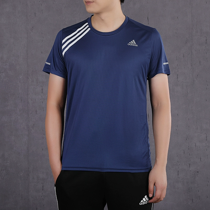 Áo sơ mi nam Adidas 2020 mùa hè mới thể thao chạy thể dục thoáng khí nhanh khô nhanh tay áo ngắn cổ tròn - Áo phông thể thao