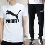 Puma 彪马 男 套装 2018 mới thể thao lỏng vòng cổ thể thao ngắn tay T-shirt đóng miệng quần