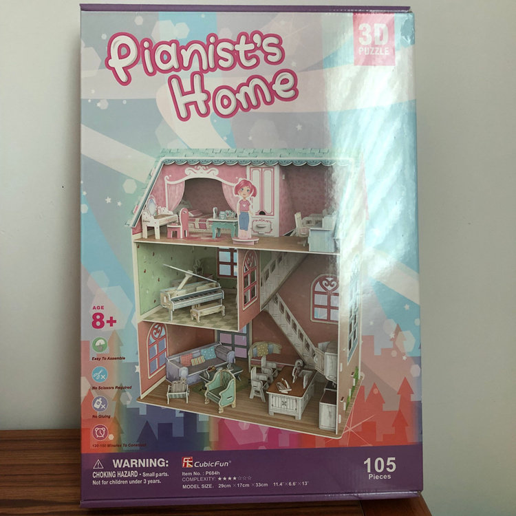 Lecube 3D stereo puzzle toy girl dream hut diy assembly model of pianist home
