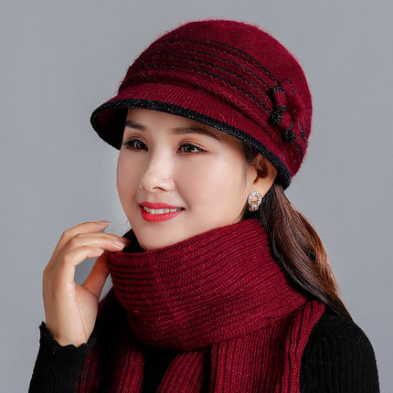 Middle-aged and elderly hat children winter elderly cap grandma mama autumn winter hair line warm hat rabbit fur old lady hat