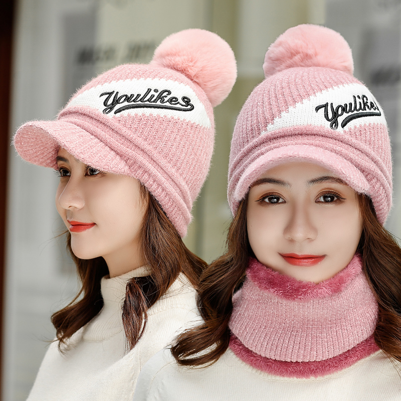Autumn and winter wool cap ladies trendy Korean version fashion all-match warm cap confinement cap peaked knitted hat winter