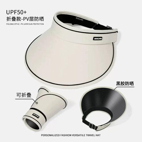 Складная солнцезащитная шляпа UPF50+ с пустым верхом и большими полями. Новая велосипедная солнцезащитная шляпа с защитой от ультрафиолета 2025 года.