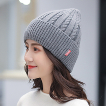 Hat womens winter Korean version of the tide plus velvet warm fashion simple all-match Korean new knitted hat twist wool hat