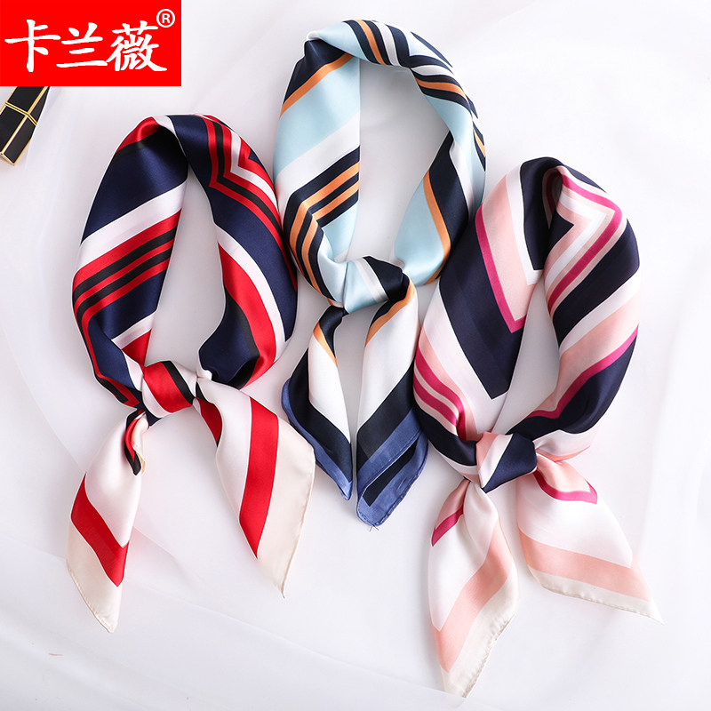 ins small silk scarf all-match small square scarf female summer thin section Korean small scarf long strip decorative lace neck