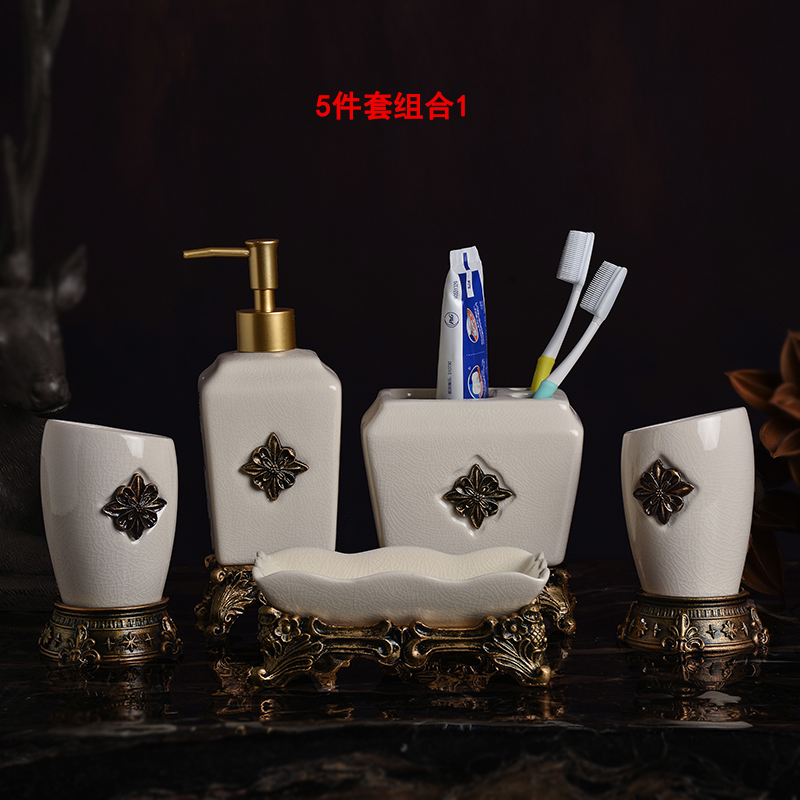 Eurostyle Bathroom Five Pieces Assembled Bathroom Toiletries Kit Washroom Toothbrushing Cup Toothbrush Cup Gargling cup Ceramics