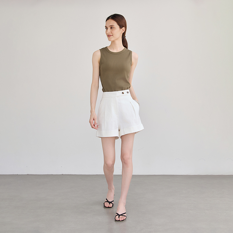 Sylphina "Elegant Miami" Highly Recommends 100% Cotton Summer High-Waisted Shorts