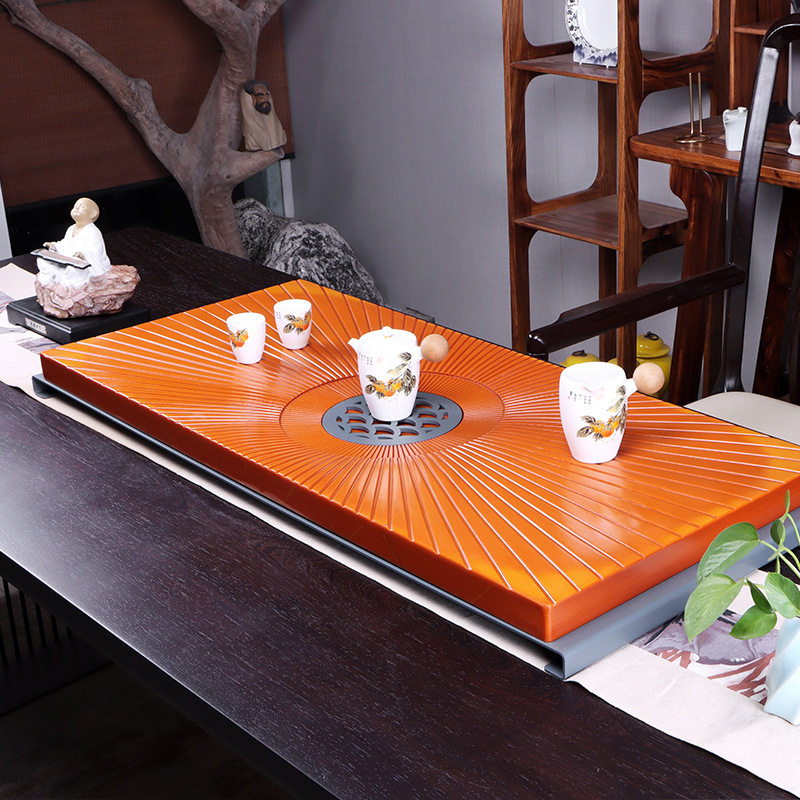 High - end wood tea plate household suit Japanese light luxury resin modern minimal pallet dry wood tea table