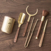 Pure copper high-grade six gentleman tea set set household kung fu tea tube tea ceremony tea art accessories tea clip tea spoon tea knife